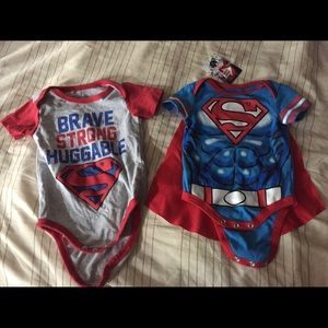 Two Onesies Bodysuit Superman Costume Super cute